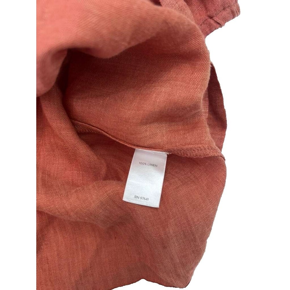 J.Jill Pure Jill Linen Top Women Medium Burnt Orange Blouse Long Sleeve - Picture 6 of 6